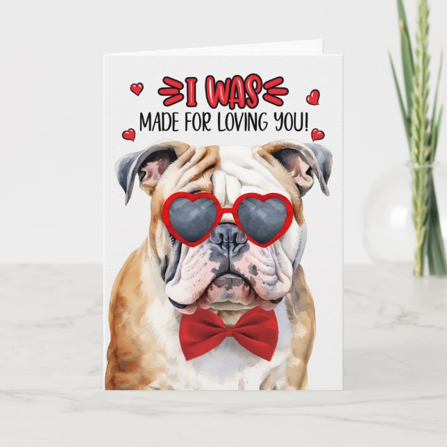 Engelska bulldog Made for Loving You Valentine Helgkort (Framsida)
