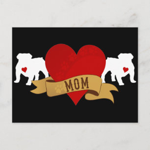 Engelska Bulldog Mamma [Tattoo stil] Vykort