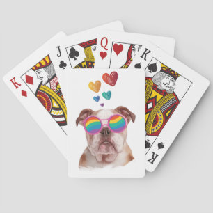 Engelska bulldog med hjärtans Alla hjärtans dag Casinokort