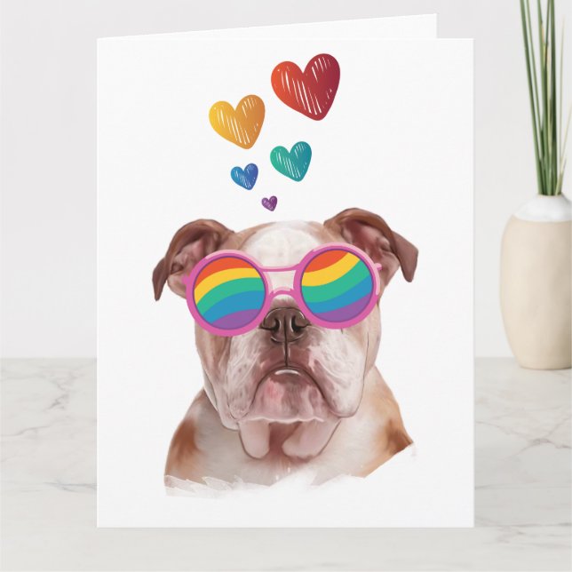 Engelska bulldog med hjärtans Alla hjärtans dag Kort (Framsida)