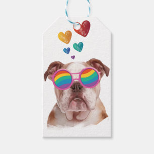 Engelska bulldog med hjärtans Alla hjärtans dag Presentetikett