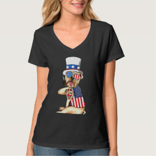 Engelska Bulldog Merica 4:e juli American Sungla T Shirt