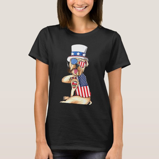 Engelska Bulldog Merica 4:e juli American Sungla T Shirt (Framsida)