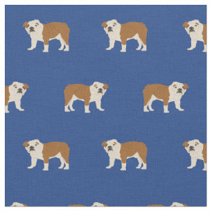 Engelska bulldog mönster blue tyg