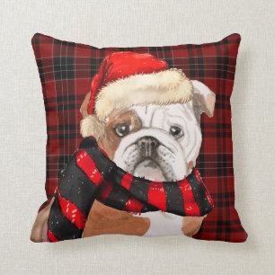 Engelska bulldog och Plade Djurälskare jul Thh Kudde