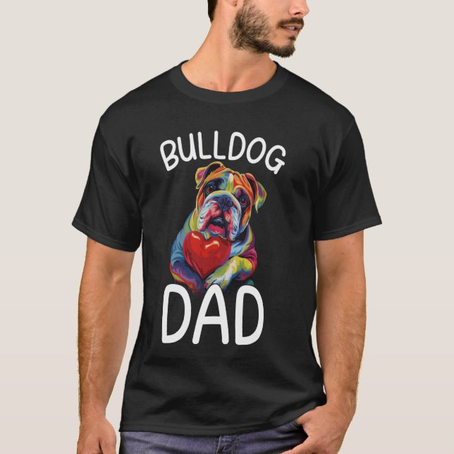 Engelska bulldog Pappa Design Pop Art Manar Engels T Shirt (Framsida)