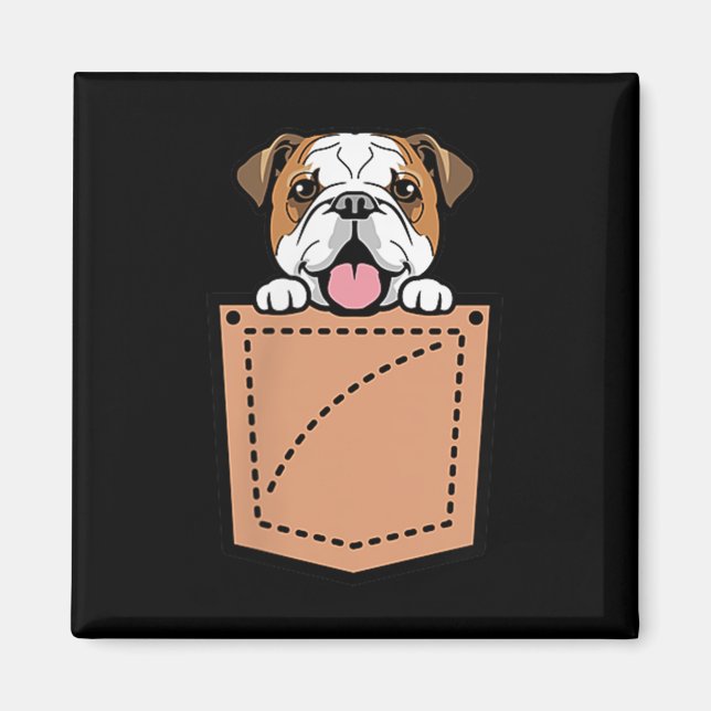 Engelska Bulldog Pocket Hund Magnet (Framsidan)