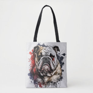 Engelska bulldog Porträtt Animal Painting Pet Hund Tygkasse