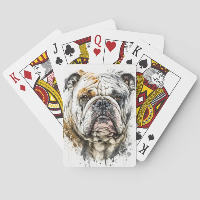 Engelska Bulldog Porträtt Animal Painting Wildlife Casinokort (Baksidan)