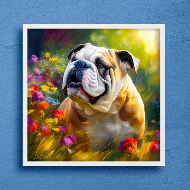 Engelska Bulldog Porträtt Impressionist Stil Poster (Skapare uppladdad)