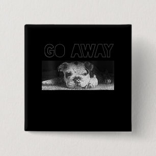 Engelska bulldog Puppy Social Avstånd Go Away Knapp