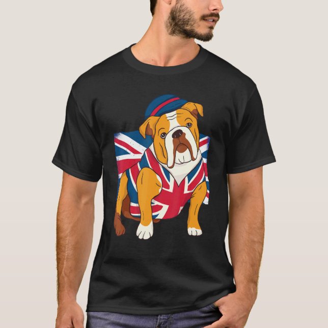 Engelska bulldog Queen Ii Manar Elizabeth British  T Shirt (Framsida)