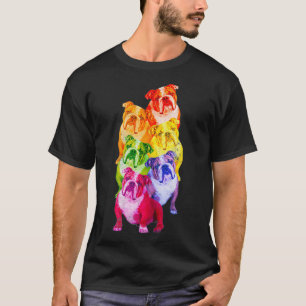 Engelska Bulldog Rainbow Flagga Gay pride LGBT Hun T Shirt