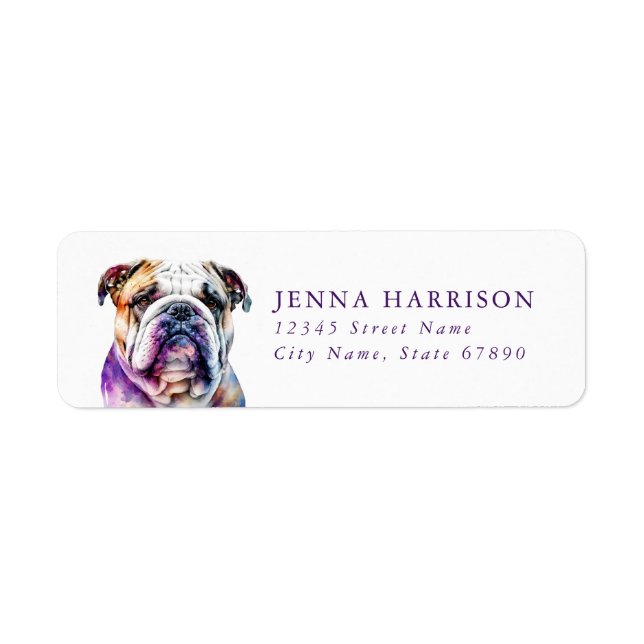 Engelska Bulldog-Returetiketter Returadress Etikett (Framsidan)