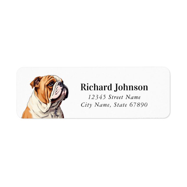 Engelska Bulldog-Returetiketter Returadress Etikett (Framsidan)