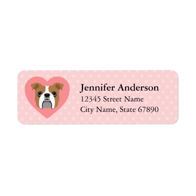 Engelska Bulldog-Returetiketter Returadress Etikett (Framsidan)
