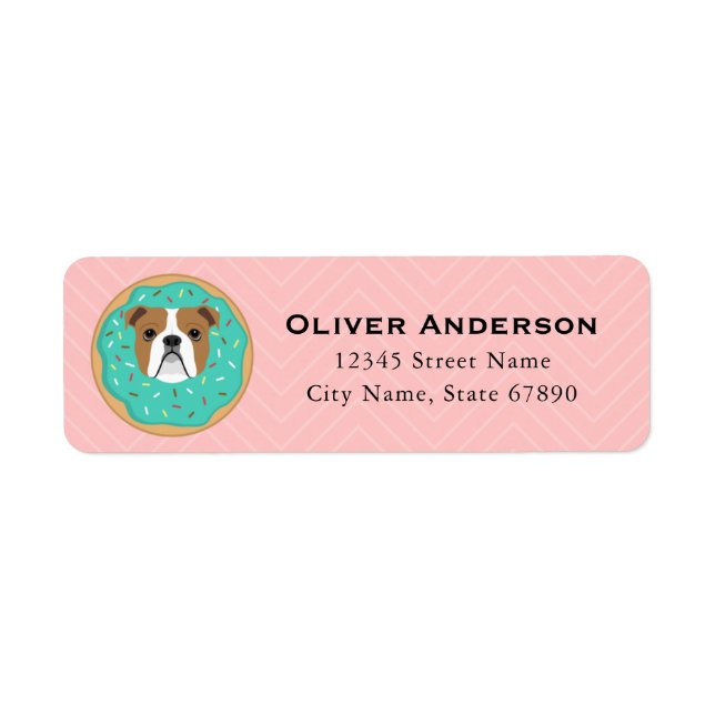 Engelska Bulldog-Returetiketter Returadress Etikett (Framsidan)