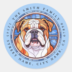Engelska Bulldog Round Stickers Runt Klistermärke