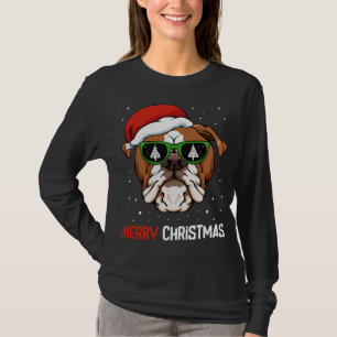 Engelska Bulldog Santa Hat jul Pajama Hund X-M T Shirt