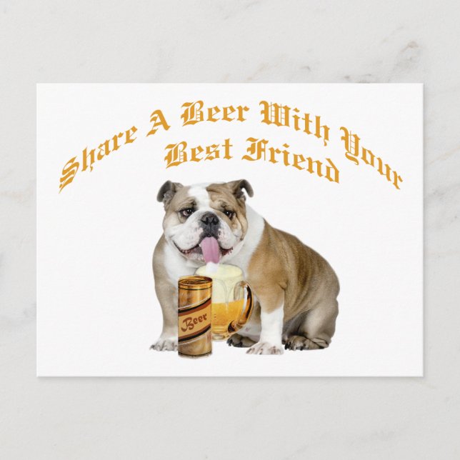 Engelska bulldog Shares Beer Vykort (Framsida)