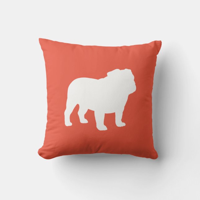 Engelska bulldog Silhouette Cute Hund älskare Kudde (Framsida)