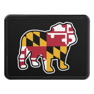 Engelska Bulldog Silhouette med Maryland Flagga Dragkroksskydd