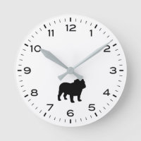 Engelska Bulldog Silhouette med timmar och minuter