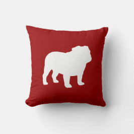 Engelska bulldog Silhouette Red and White Hund äls Kudde