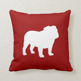 Engelska bulldog Silhouette Red and White Hund äls Kudde