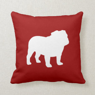 Engelska bulldog Silhouette Red and White Hund äls Kudde