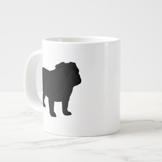 Engelska bulldog Silhouettes | Hund älskare Jumbo Mugg (Framsida vänster)