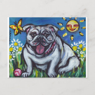 Engelska Bulldog sol leende Vykort