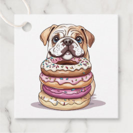 Engelska Bulldog Sprinkled Donuts Gåvor Etiketter