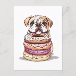 Engelska Bulldog Sprinkled Donuts Vykort