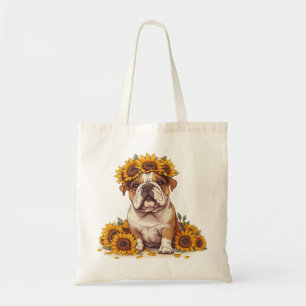 Engelska bulldog Sunblomma Krona Tygkasse