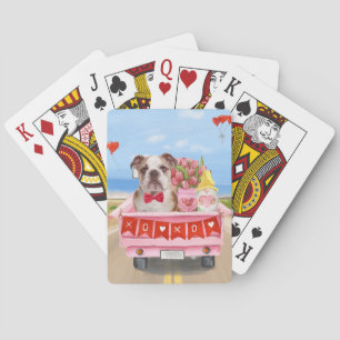 Engelska Bulldog Valentindagen Lastbil Hearts Casinokort