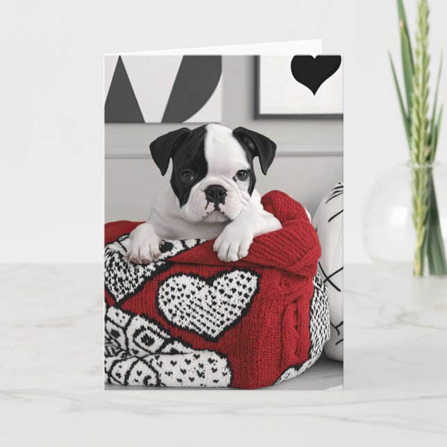 Engelska bulldog Valentine Card Tack Kort (Framsida)