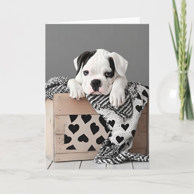 Engelska bulldog Valentine Card Tack Kort (Framsida)