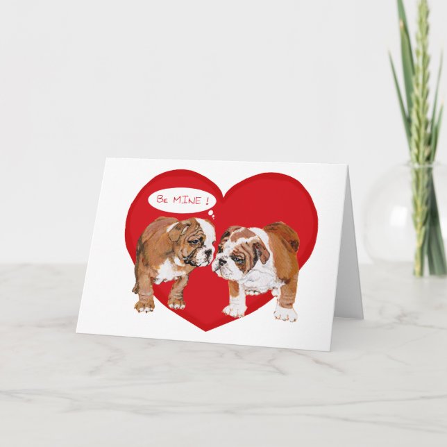 Engelska Bulldog Valentine Helgkort (Framsida)
