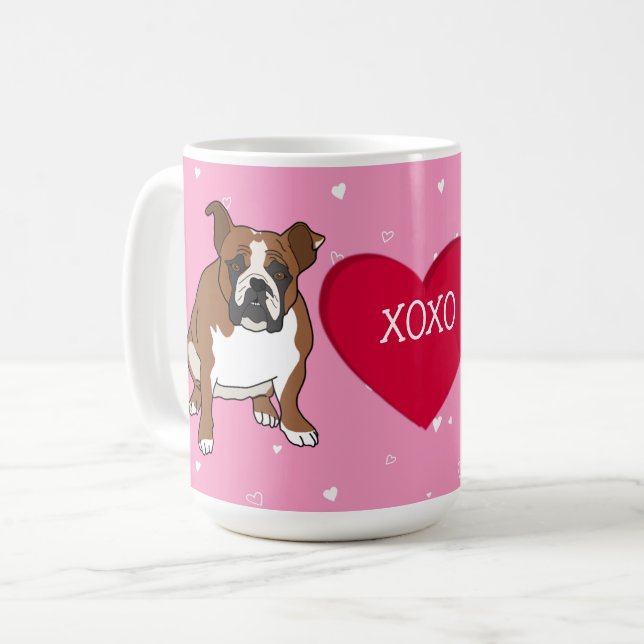 Engelska bulldog Valentines day Kaffemugg (Framsida vänster)