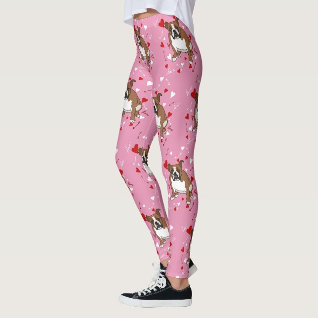 Engelska bulldog Valentines day Leggings (Vänster)