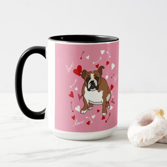 Engelska bulldog Valentines day Mugg (Med munk)