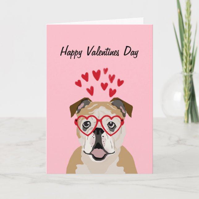 Engelska bulldog Valentiness Kärlek Card Helgkort (Framsida)