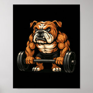 Engelska Bulldog Weightlyftare BodyBuilder Workout Poster