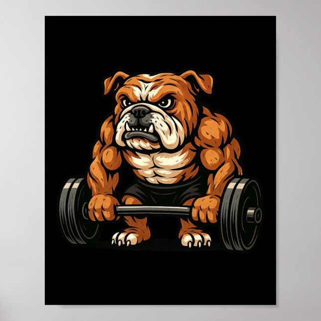 Engelska Bulldog Weightlyftare BodyBuilder Workout Poster (Framsidan)
