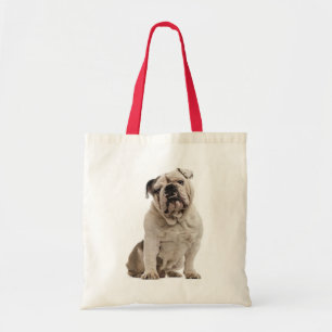 Engelska bulldog White och Tan Puppy Hund Tygkasse