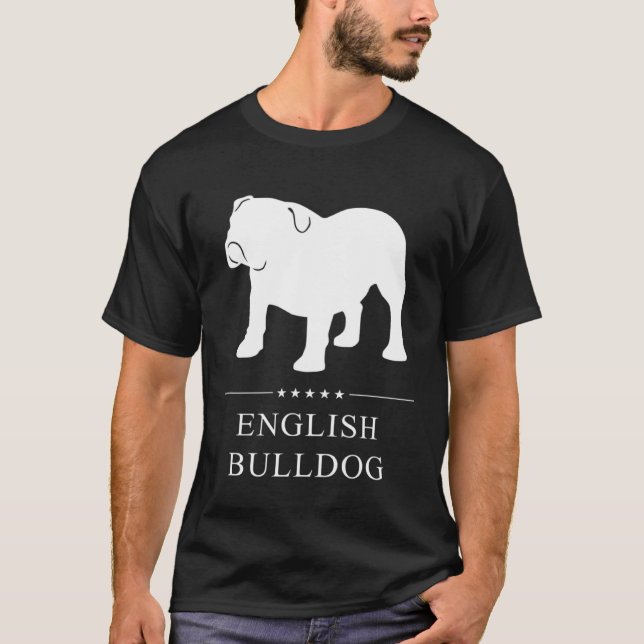 Engelska Bulldog White Silhouette T Shirt (Framsida)