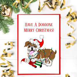 Engelska bulldog with Julafton Ljus God jul Helg Vykort