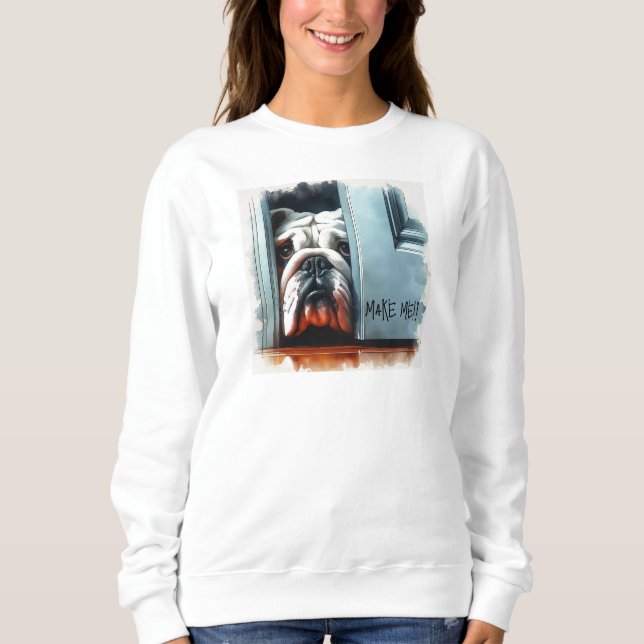 Engelska bulldog. Womens Sweatshirt T Shirt (Framsida)