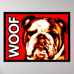Engelska bulldog WOOF Poster